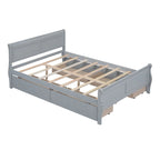 Cama de Plataforma de Madera de Pino Macizo con 4 Cajones y Diseño