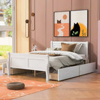 Cama de Plataforma de Madera de Pino Macizo con 4 Cajones y Diseño