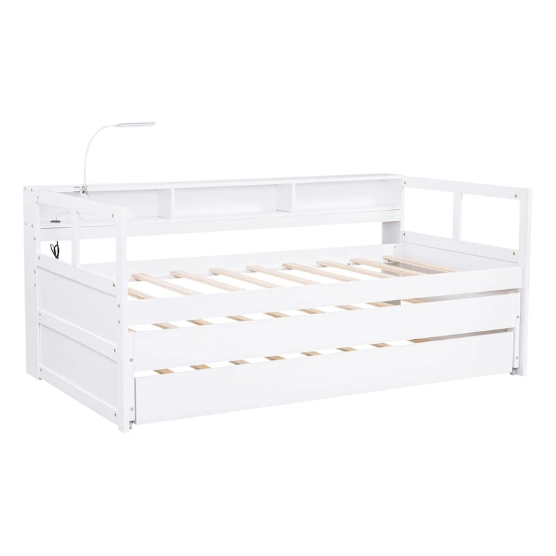 Cama de día Twin XL con nido, estantes y USB