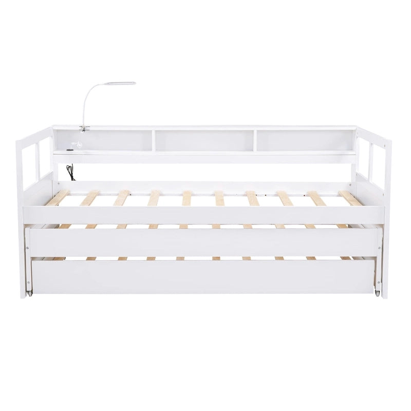 Cama de día Twin XL con nido, estantes y USB