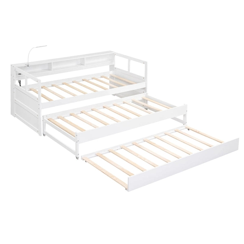 Cama de día Twin XL con nido, estantes y USB