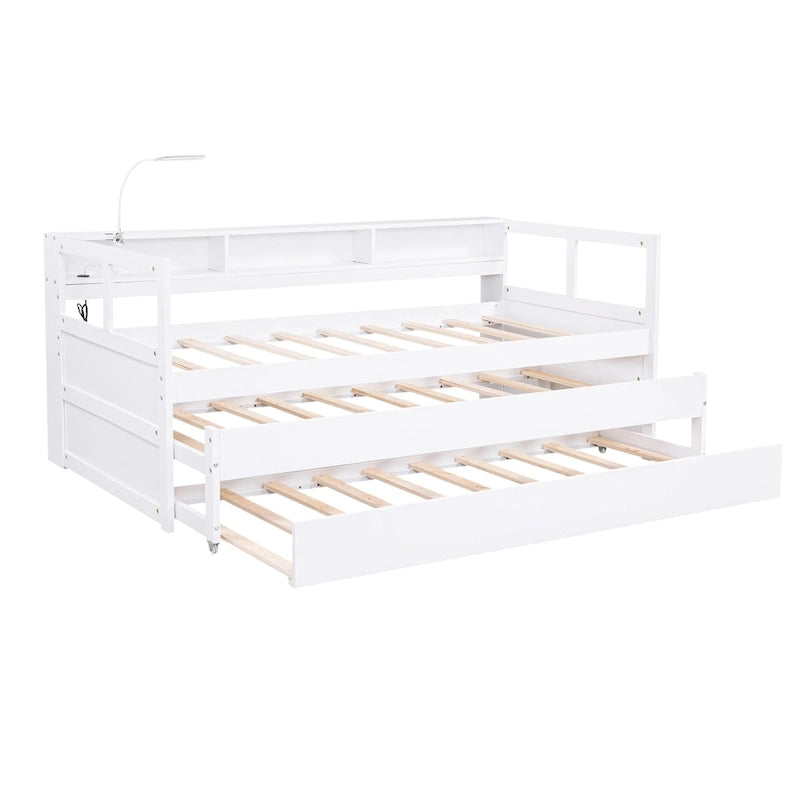 Cama de día Twin XL con nido, estantes y USB