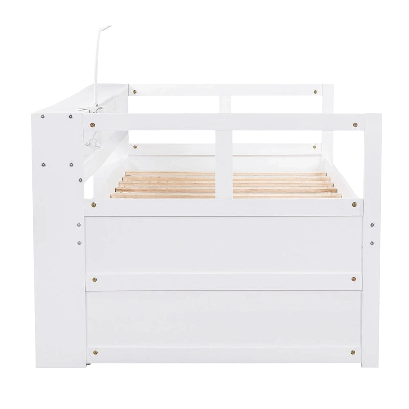 Cama de día Twin XL con nido, estantes y USB