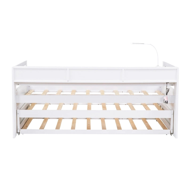 Cama de día Twin XL con nido, estantes y USB