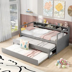 Cama de día Twin XL con nido, estantes y USB