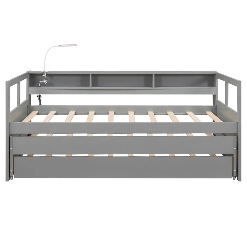 Cama de día Twin XL con nido, estantes y USB