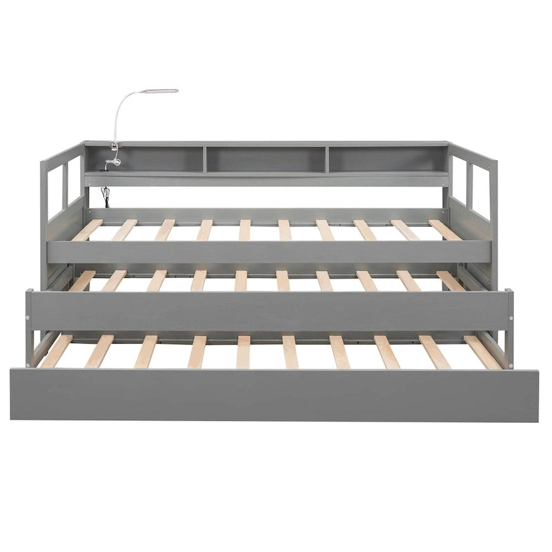 Cama de día Twin XL con nido, estantes y USB