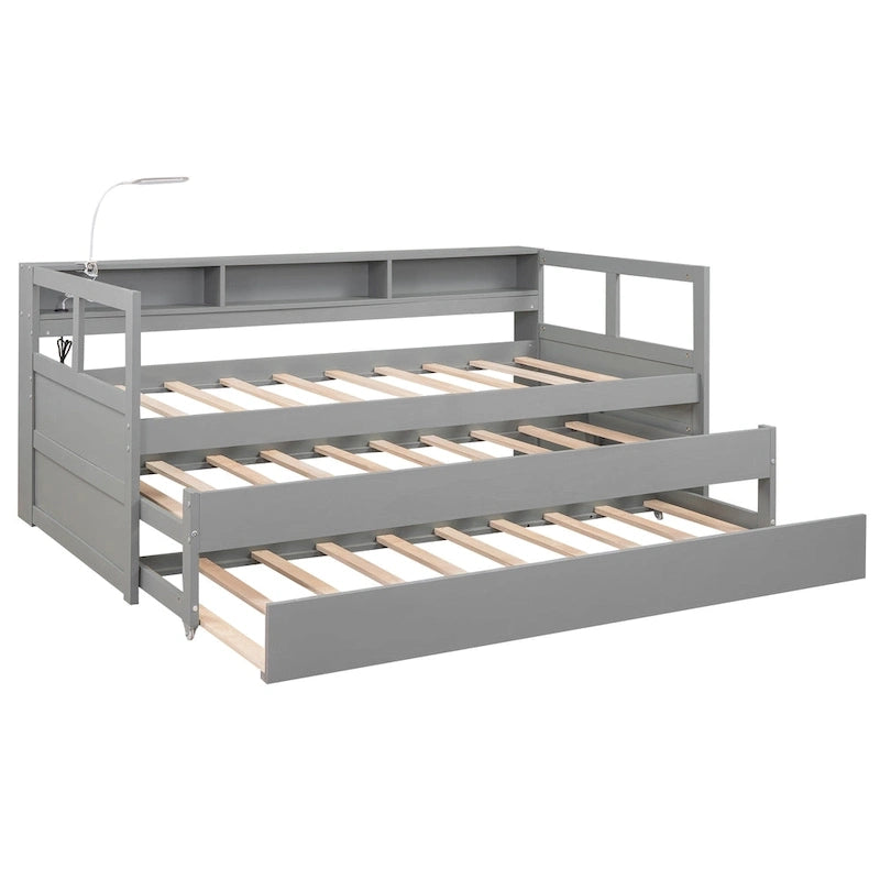 Cama de día Twin XL con nido, estantes y USB