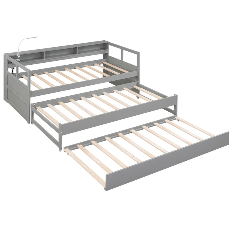 Cama de día Twin XL con nido, estantes y USB