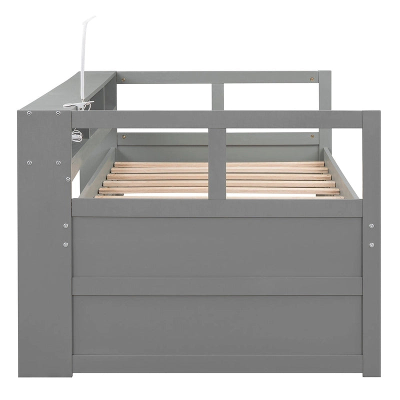 Cama de día Twin XL con nido, estantes y USB