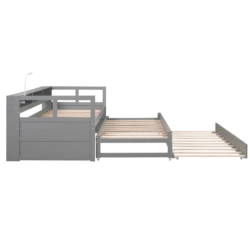 Cama de día Twin XL con nido, estantes y USB