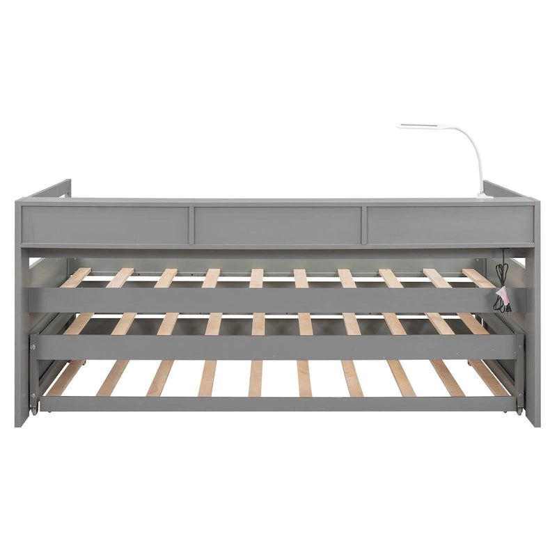 Cama de día Twin XL con nido, estantes y USB