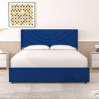 Base de cama tapizada con cabecera y 4 cajones de almacenamiento