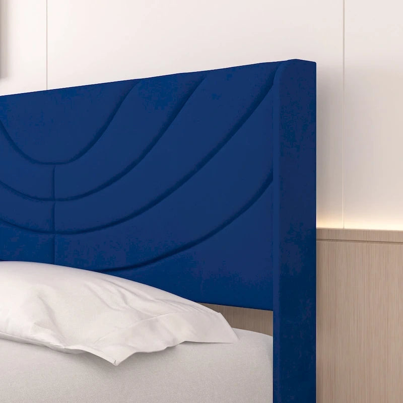 Base de cama tapizada con cabecera y 4 cajones de almacenamiento