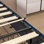 Base de cama tapizada con cabecera y 4 cajones de almacenamiento
