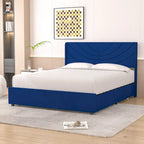 Base de cama tapizada con cabecera y 4 cajones de almacenamiento