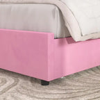 Base de cama tapizada con cabecera y 4 cajones de almacenamiento