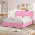 Base de cama tapizada con cabecera y 4 cajones de almacenamiento
