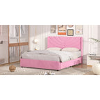 Base de cama tapizada con cabecera y 4 cajones de almacenamiento