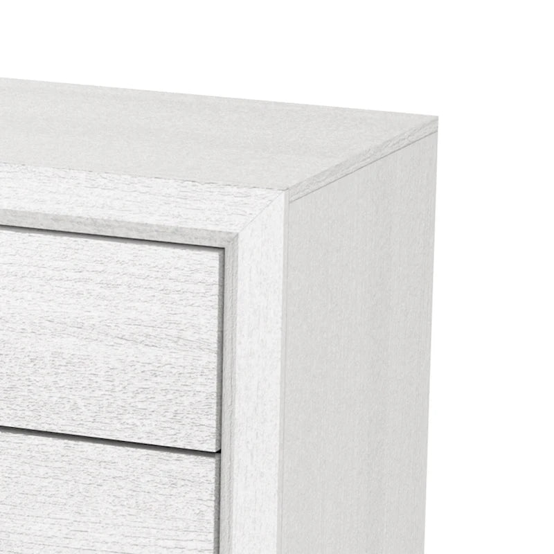 Cómoda de almacenamiento de 5 cajones, alta y moderna, de 51 pulgadas, de madera blanca con tiradores de metal.