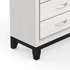 Cómoda de almacenamiento de 5 cajones, alta y moderna, de 51 pulgadas, de madera blanca con tiradores de metal.