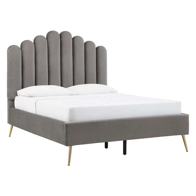 Cama plataforma Eggleston tapizada en terciopelo Art Decó