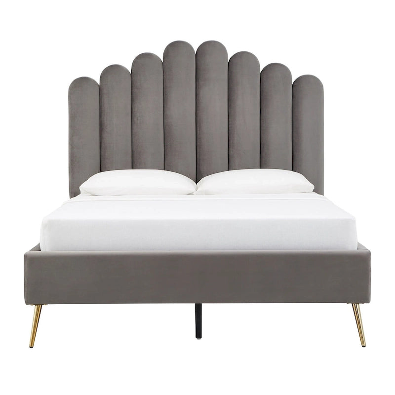 Cama plataforma Eggleston tapizada en terciopelo Art Decó