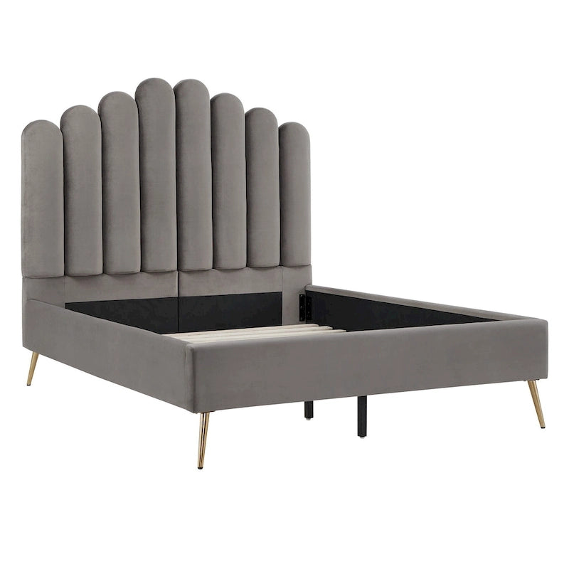 Cama plataforma Eggleston tapizada en terciopelo Art Decó
