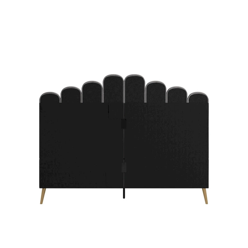 Cama plataforma Eggleston tapizada en terciopelo Art Decó