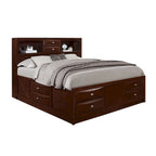 Cama de madera maciza color espresso con ocho cajones