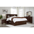 Cama de madera maciza color espresso con ocho cajones