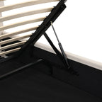 Cama plataforma tapizada en lino tamaño Queen con sistema de almacenamiento elevable