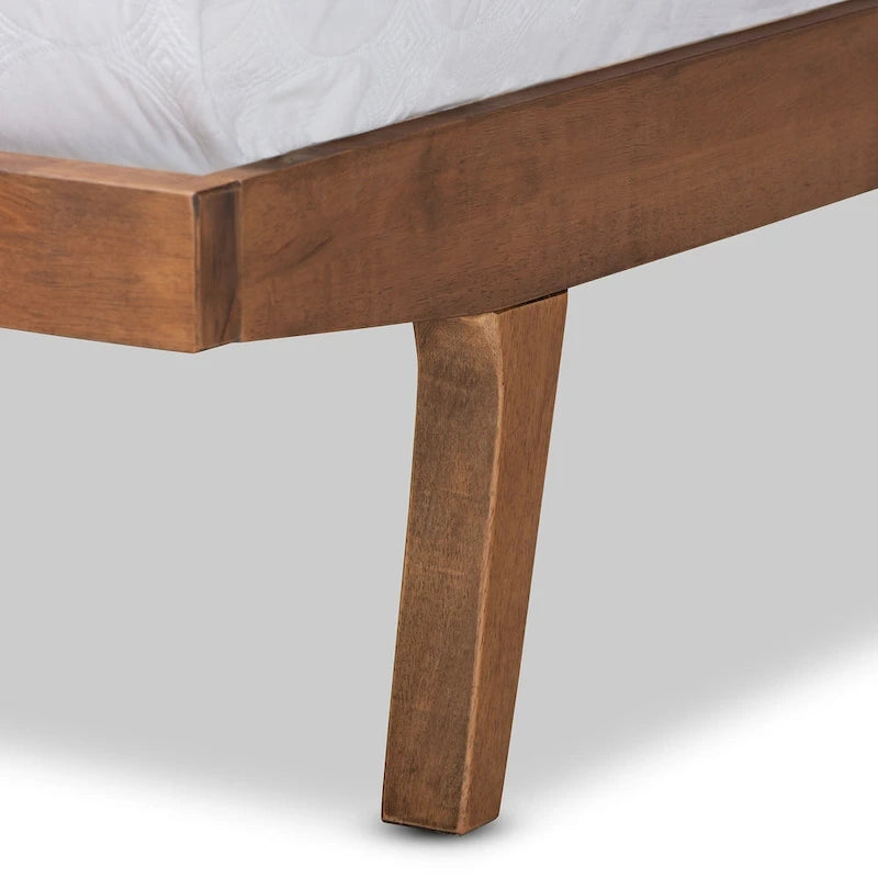 Cama de plataforma de madera tapizada de tela de transición - Gris claro