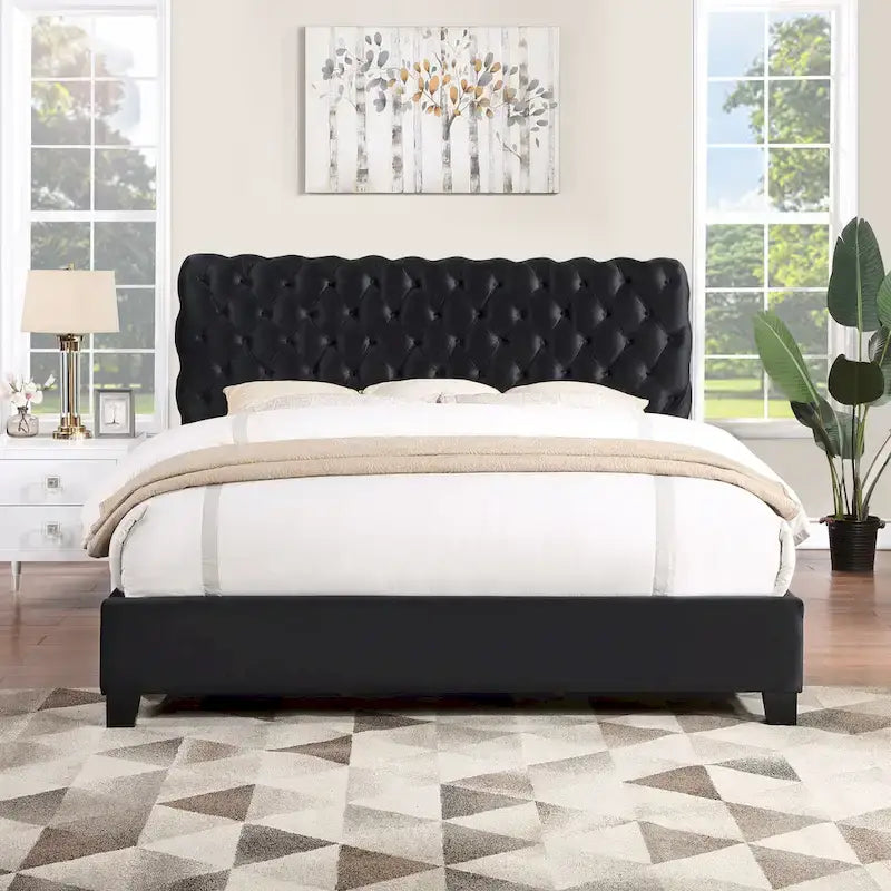Cama Tapizada de Terciopelo Apoera con Botones