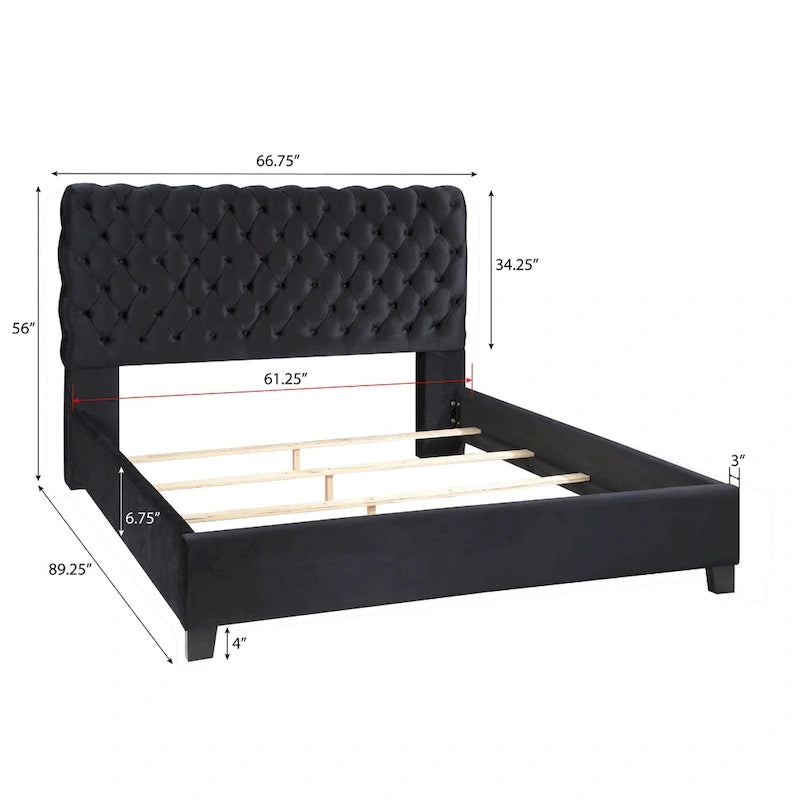 Cama Tapizada de Terciopelo Apoera con Botones