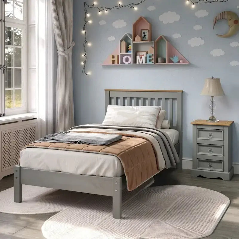 Cama de Madera de Láminas Tamaño Twin Colección Corona