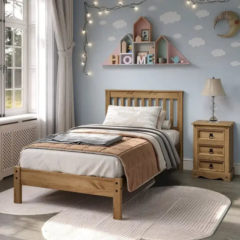 Cama de Madera de Láminas Tamaño Twin Colección Corona