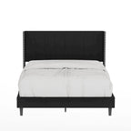 Base de cama tapizada con capitoné tamaño Queen, perfil bajo de terciopelo, tipo plataforma con cabecera de ala elevada