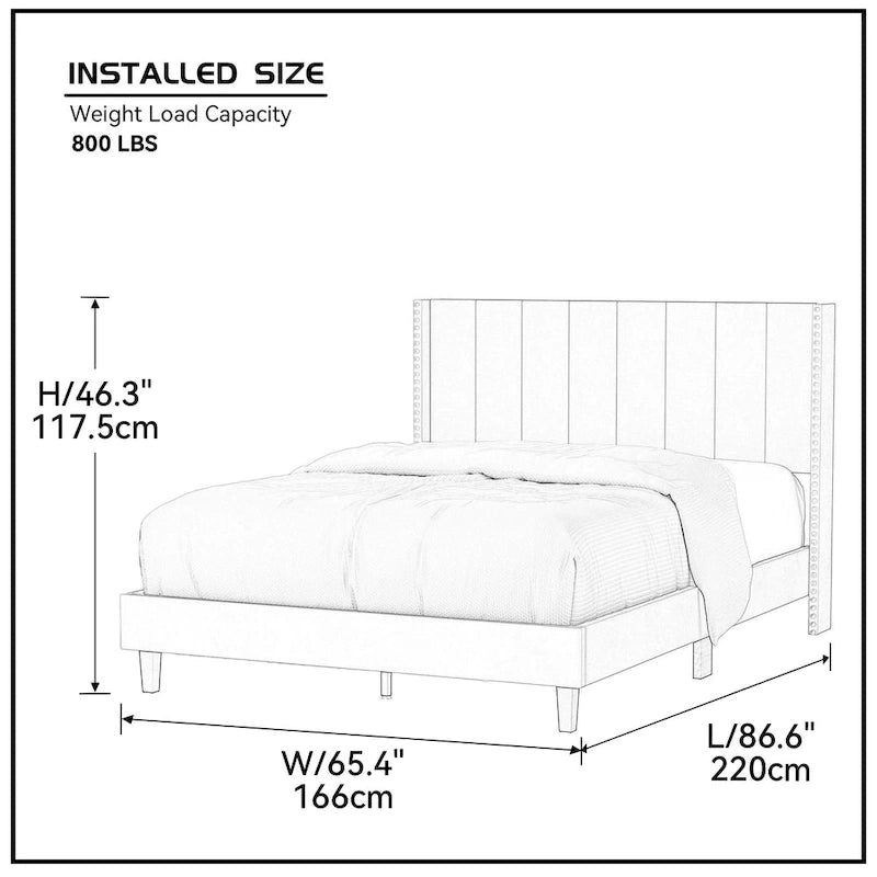 Base de cama tapizada con capitoné tamaño Queen, perfil bajo de terciopelo, tipo plataforma con cabecera de ala elevada