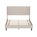 Base de cama tapizada con capitoné tamaño Queen, perfil bajo de terciopelo, tipo plataforma con cabecera de ala elevada