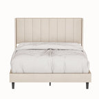 Base de cama tapizada con capitoné tamaño Queen, perfil bajo de terciopelo, tipo plataforma con cabecera de ala elevada