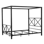 Armazón de cama con dosel de metal negro moderno tamaño Queen