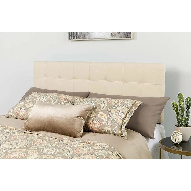 Cabecero tapizado de tela beige topo tamaño Queen