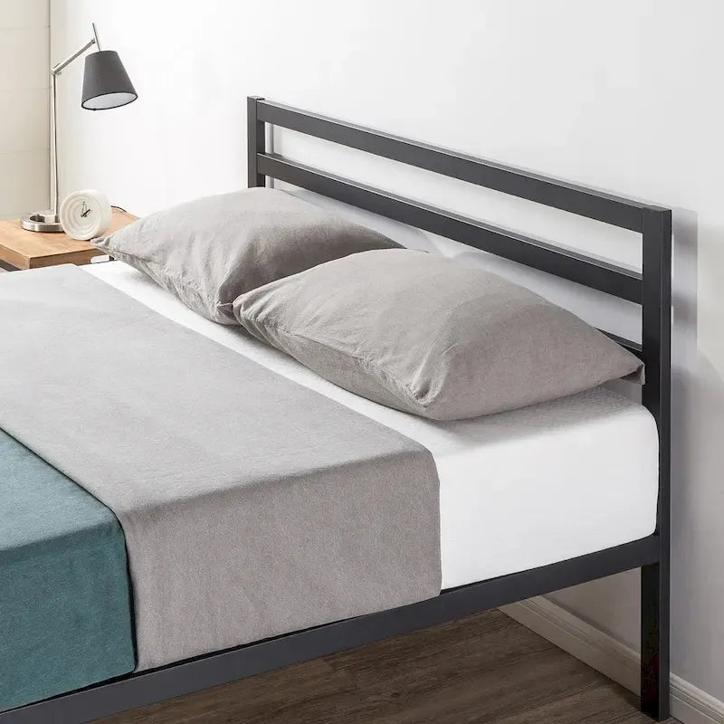 Cama de plataforma metálica de 14 pulgadas con soporte de listones de madera