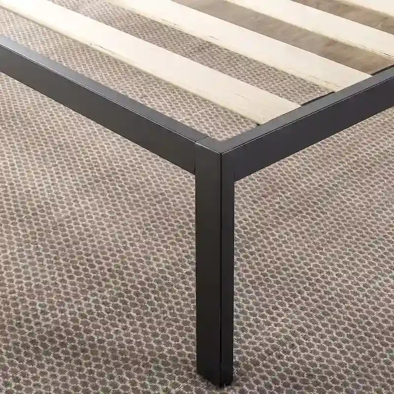 Cama de plataforma metálica de 14 pulgadas con soporte de listones de madera