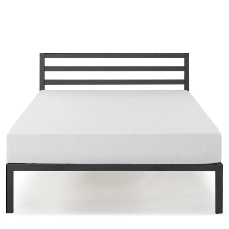 Cama de plataforma metálica de 14 pulgadas con soporte de listones de madera