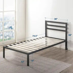 Cama de plataforma metálica de 14 pulgadas con soporte de listones de madera