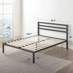 Cama de plataforma metálica de 14 pulgadas con soporte de listones de madera