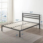 Cama de plataforma metálica de 14 pulgadas con soporte de listones de madera