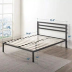 Cama de plataforma metálica de 14 pulgadas con soporte de listones de madera